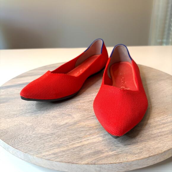 Rothy’s The Flat Women’s Red Shoes Washable Knit Ballet Flats Size 9.5 - Picture 1 of 11